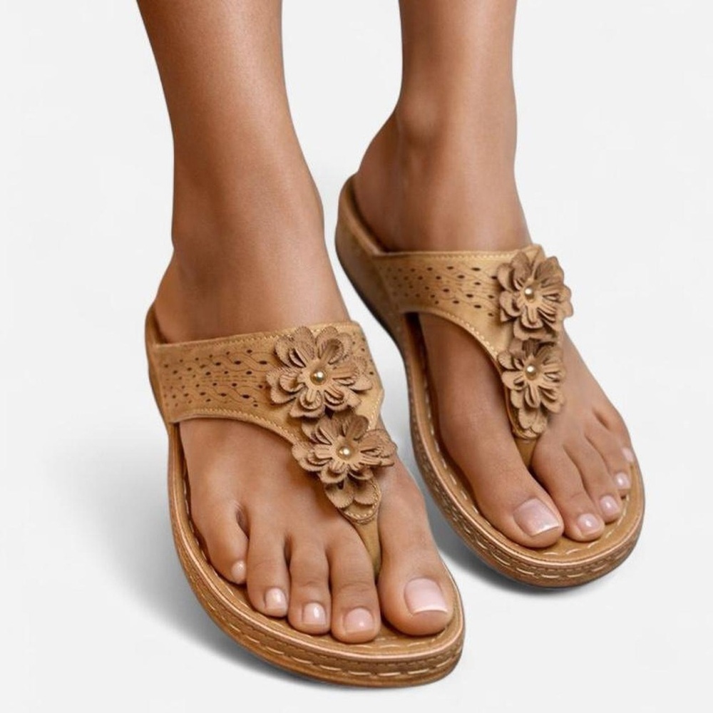 Vintage-Inspired Floral Leather Sandals
